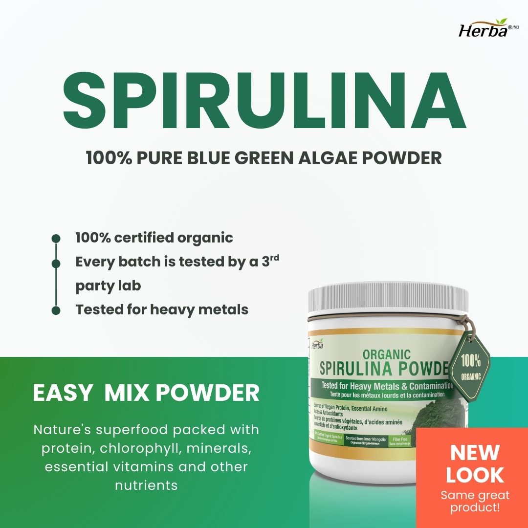 Poudre de Spiruline Bio 250g - 100% Bio & Fabriqué au Canada