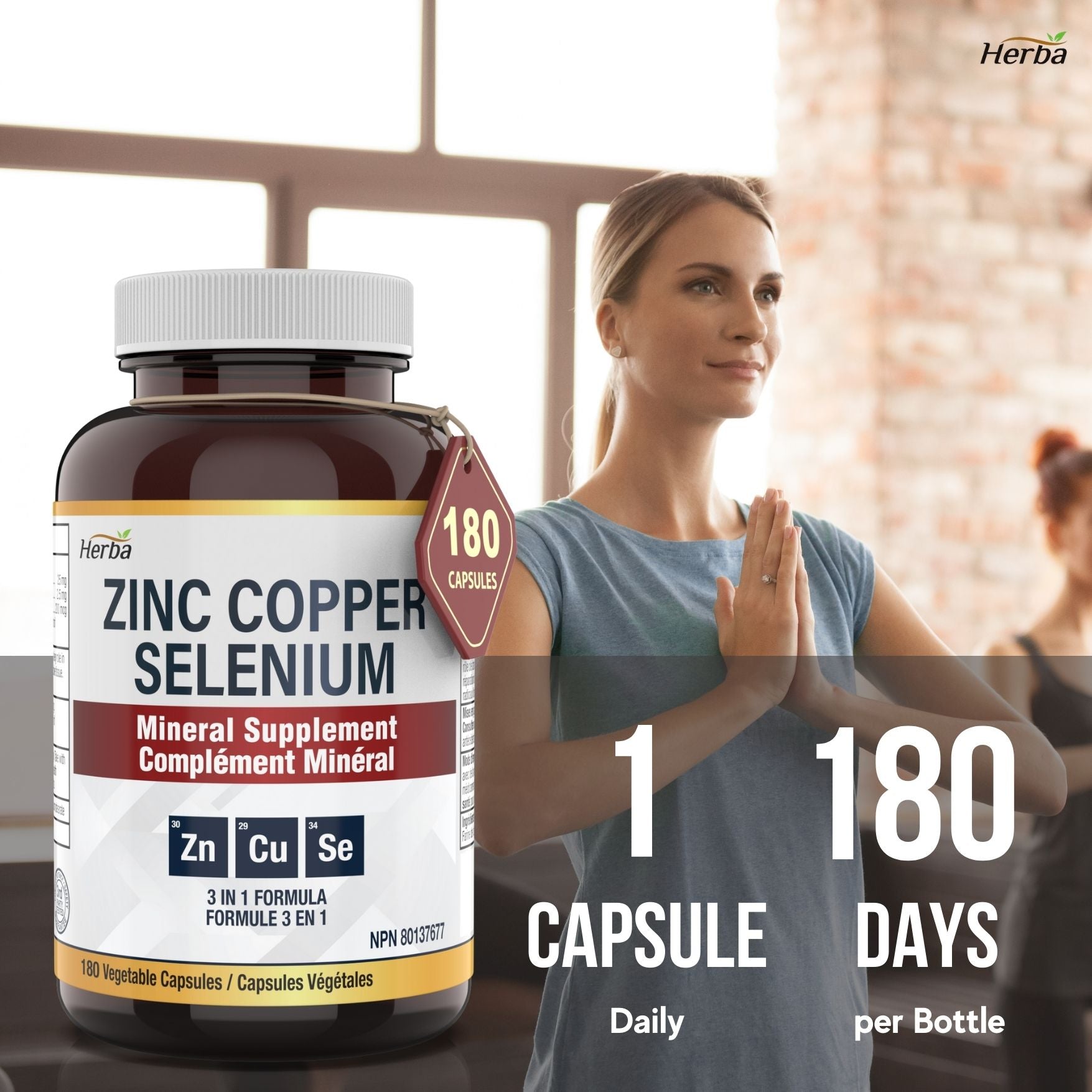 Zinc Copper Selenium Supplement - 180 Capsules | Made in Canada