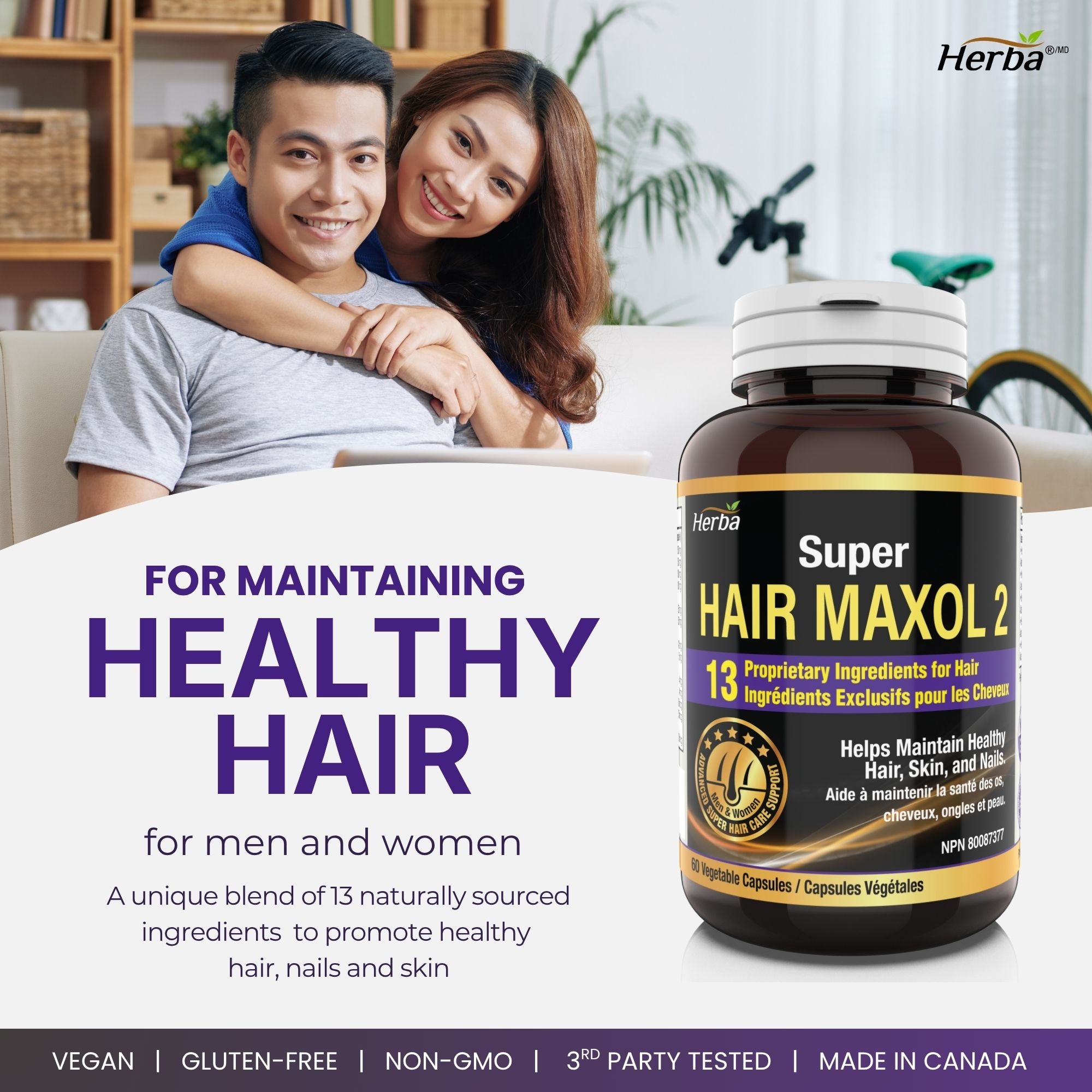 Hair Maxol 2 Vitamines pour la croissance des cheveux avec biotine pour la croissance des cheveux pour hommes et femmes