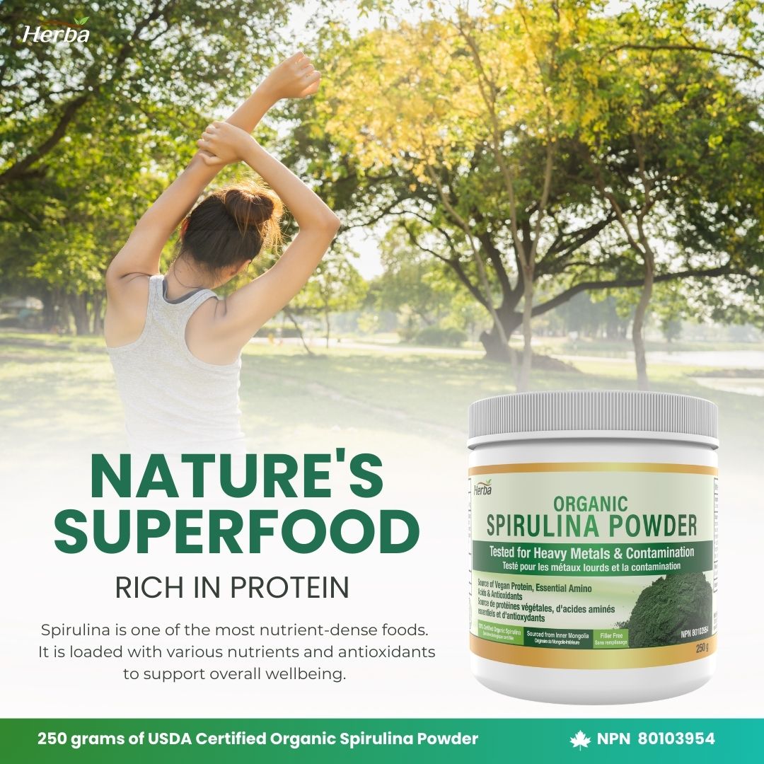 Poudre de Spiruline Bio 250g - 100% Bio & Fabriqué au Canada