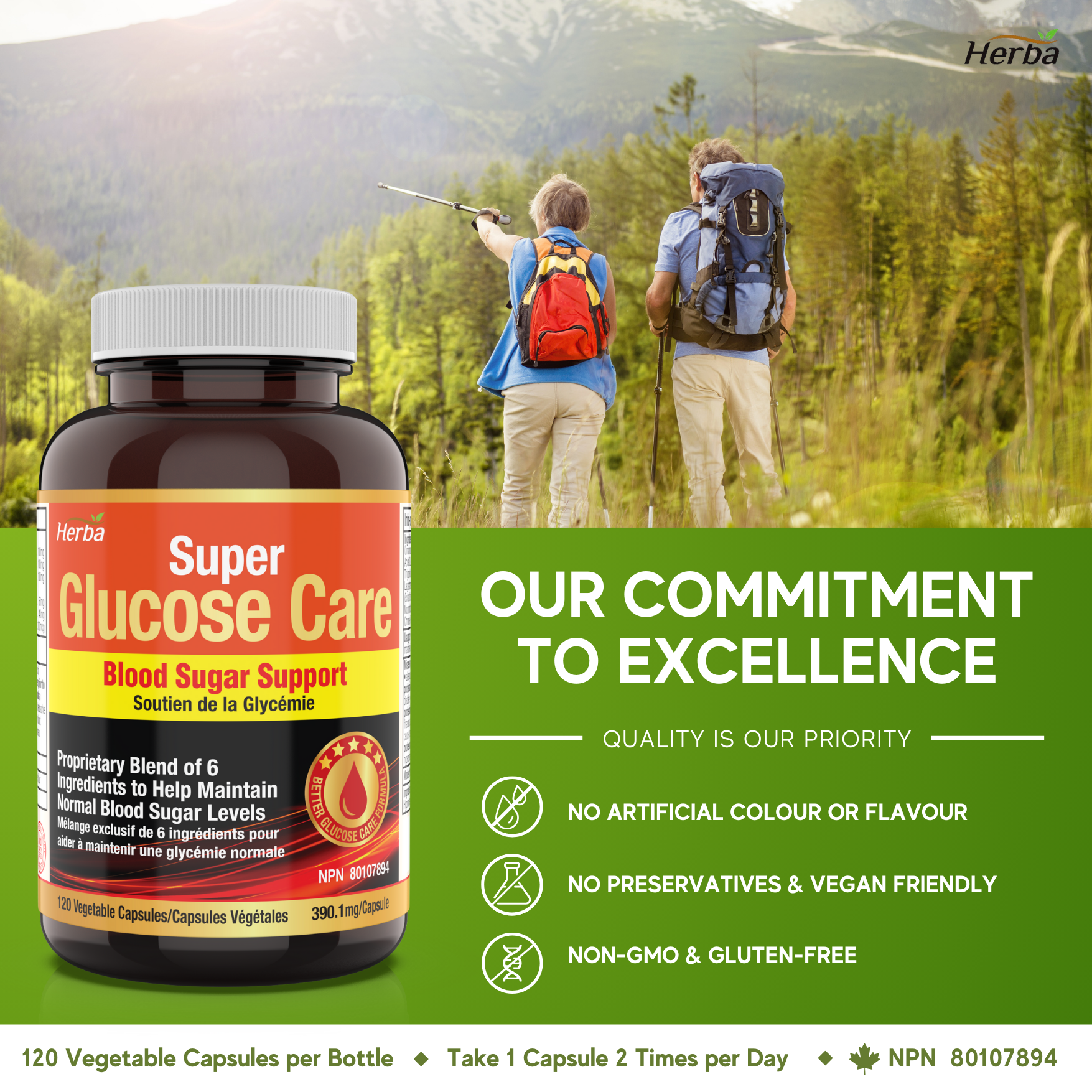 Glucose Care - 120 Capsules | Blood Sugar Support with 6 Ingredients