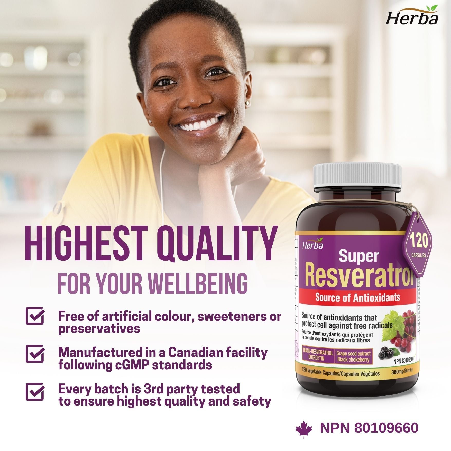 Resveratrol Supplement - 120 Capsules | Trans-Resveratrol with Echinacea, Quercetin, Grape Seed Extract, and Aronia