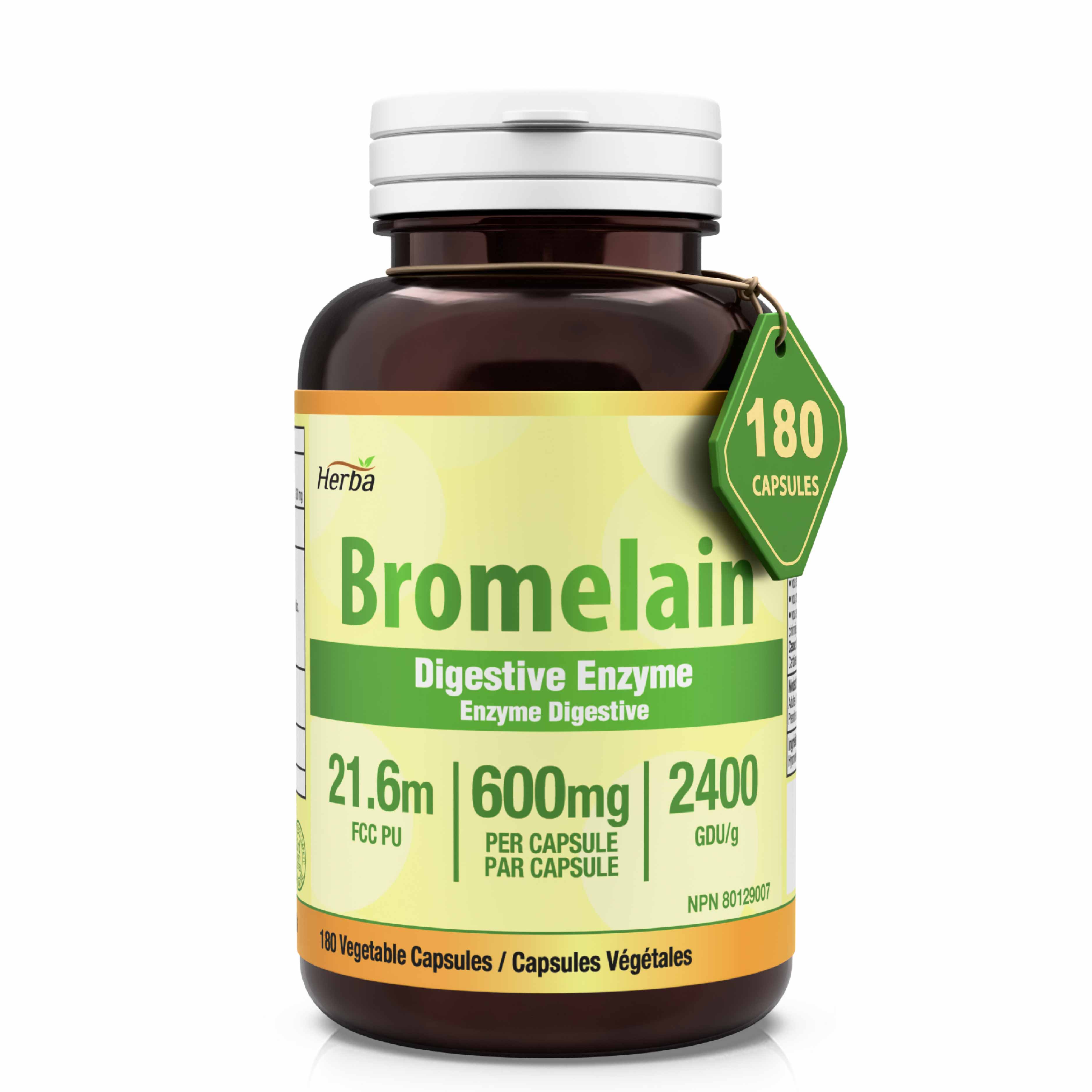 Bromelain Supplement 600mg – 180 Capsules | 2,400 GDU/g Max Potency