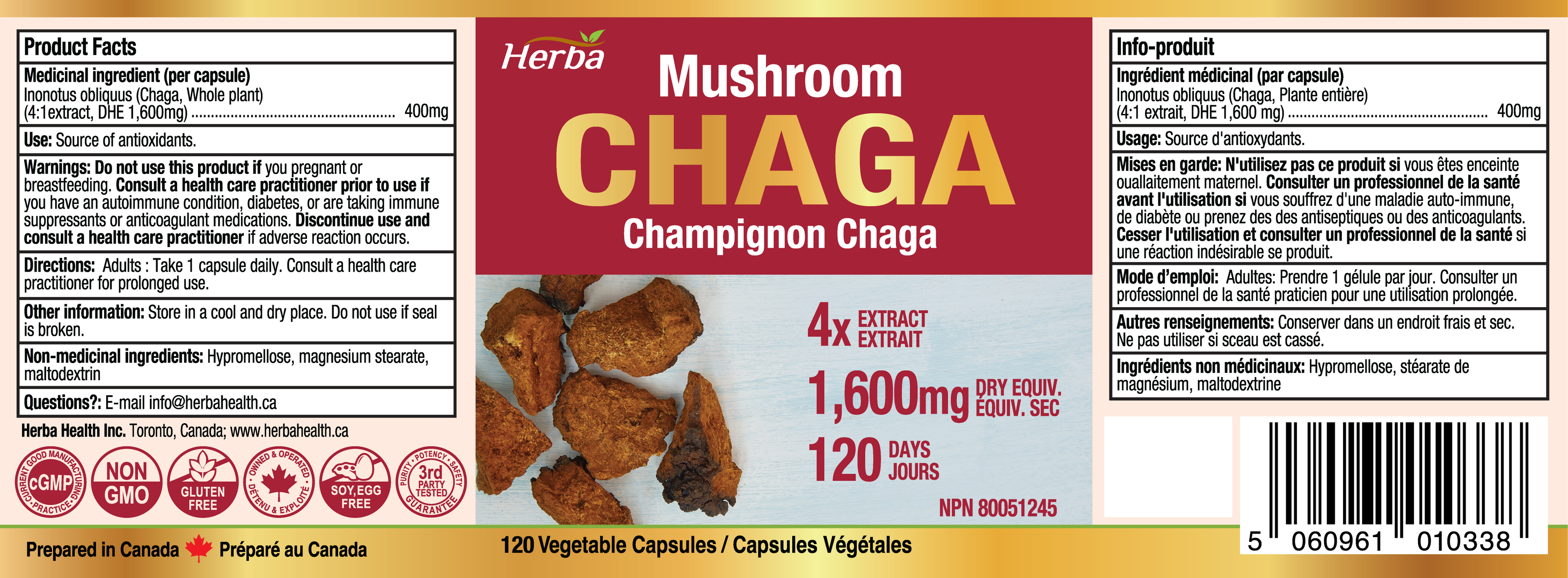 buy chaga mushroom made in Canada
