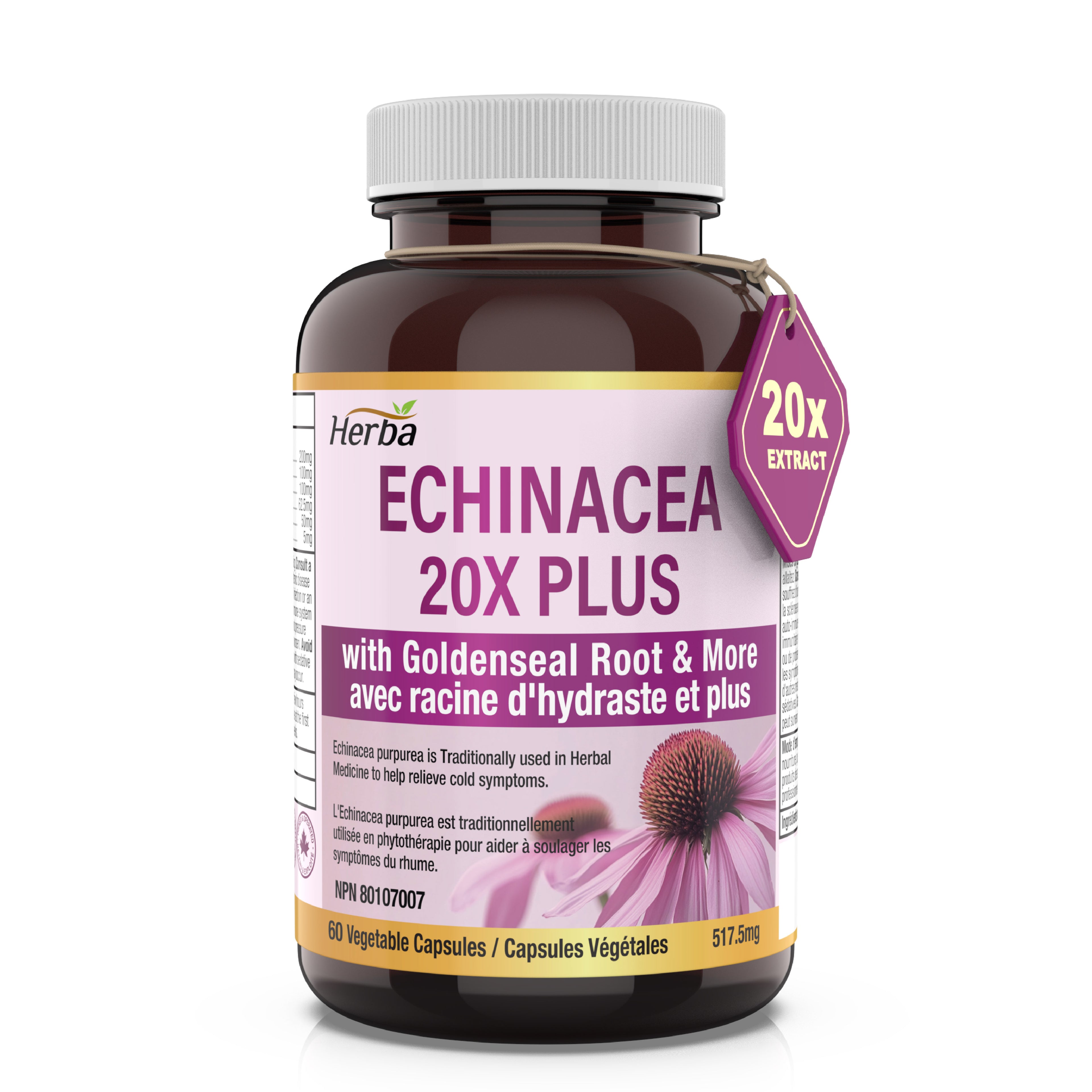 Echinacea Capsules – 60 Vegetable Capsules | 4500mg of Echinacea Per Day
