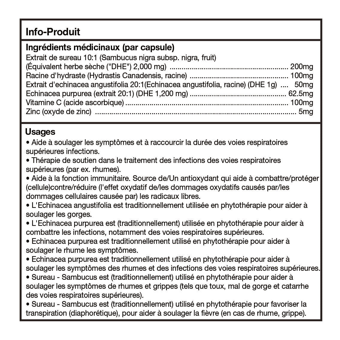 Capsules de sureau noir Sambucus – équivalent à 2 000 mg | Extrait 10:1 avec racine d&