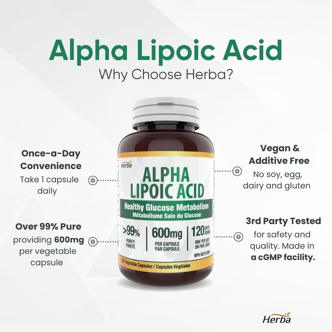 Alpha Lipoic Acid 600mg - 120 Capsules | Made in Canada