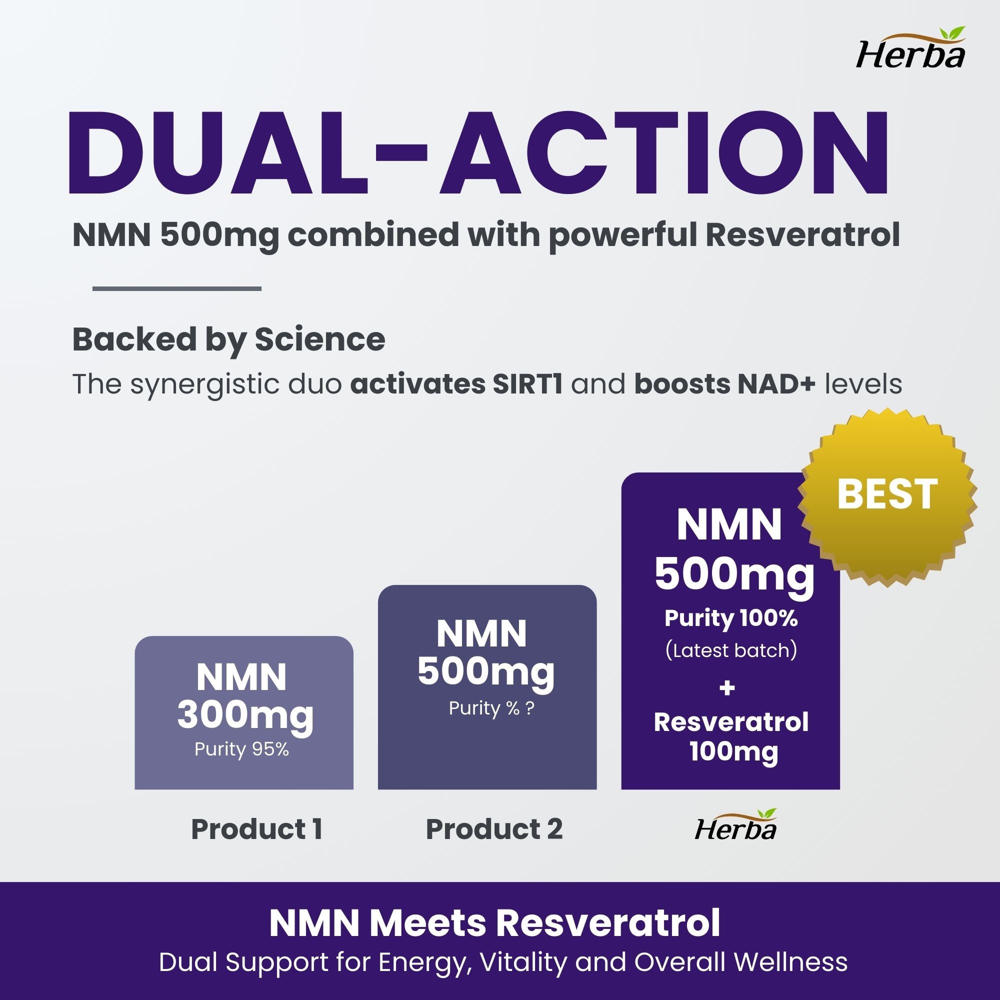 Supplément NMN + Resvératrol - 600 mg | Fabriqué au Canada | 60 Gélules Végétales