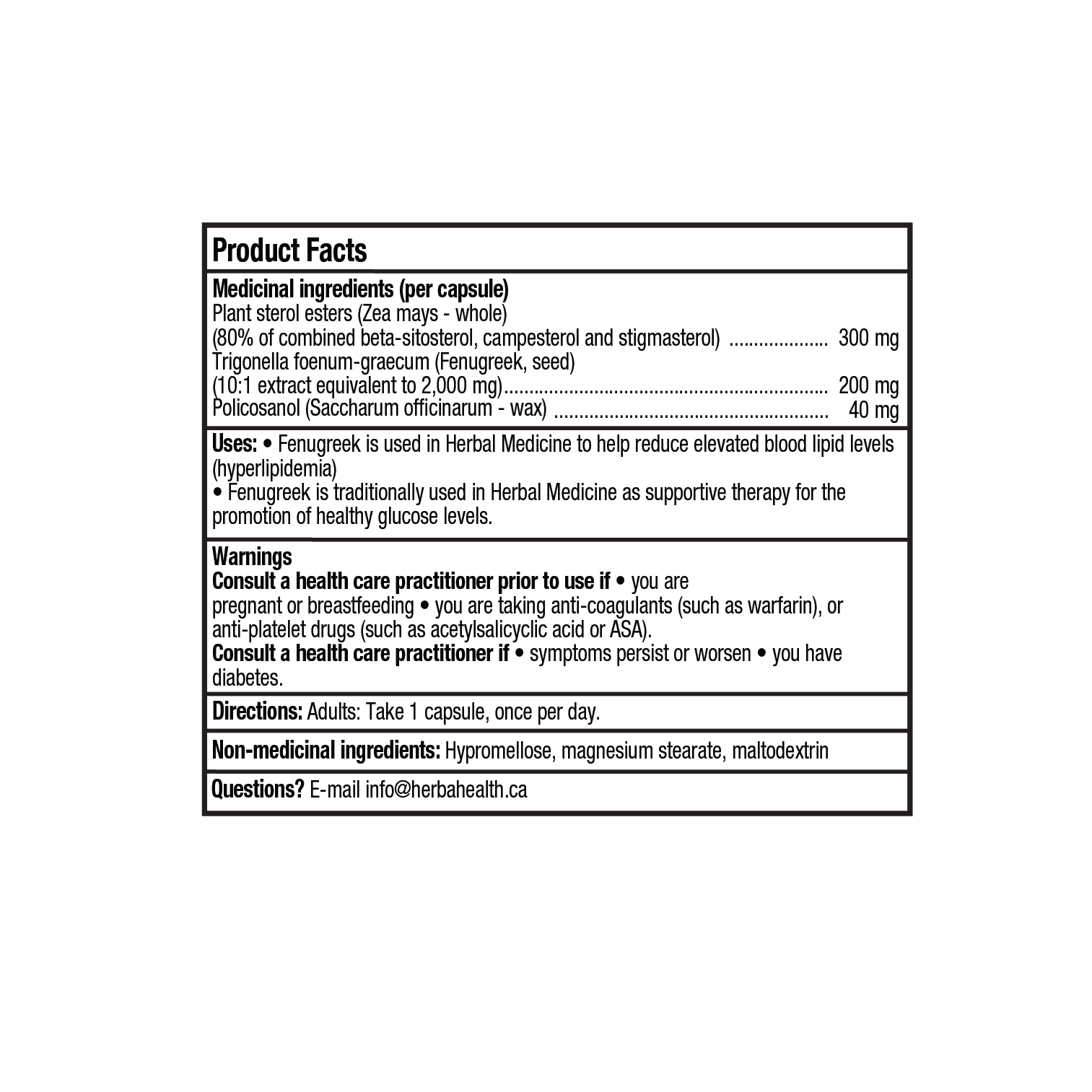 Policosanol 40 mg avec fenugrec et esters de stérols végétaux - 120 gélules végétales