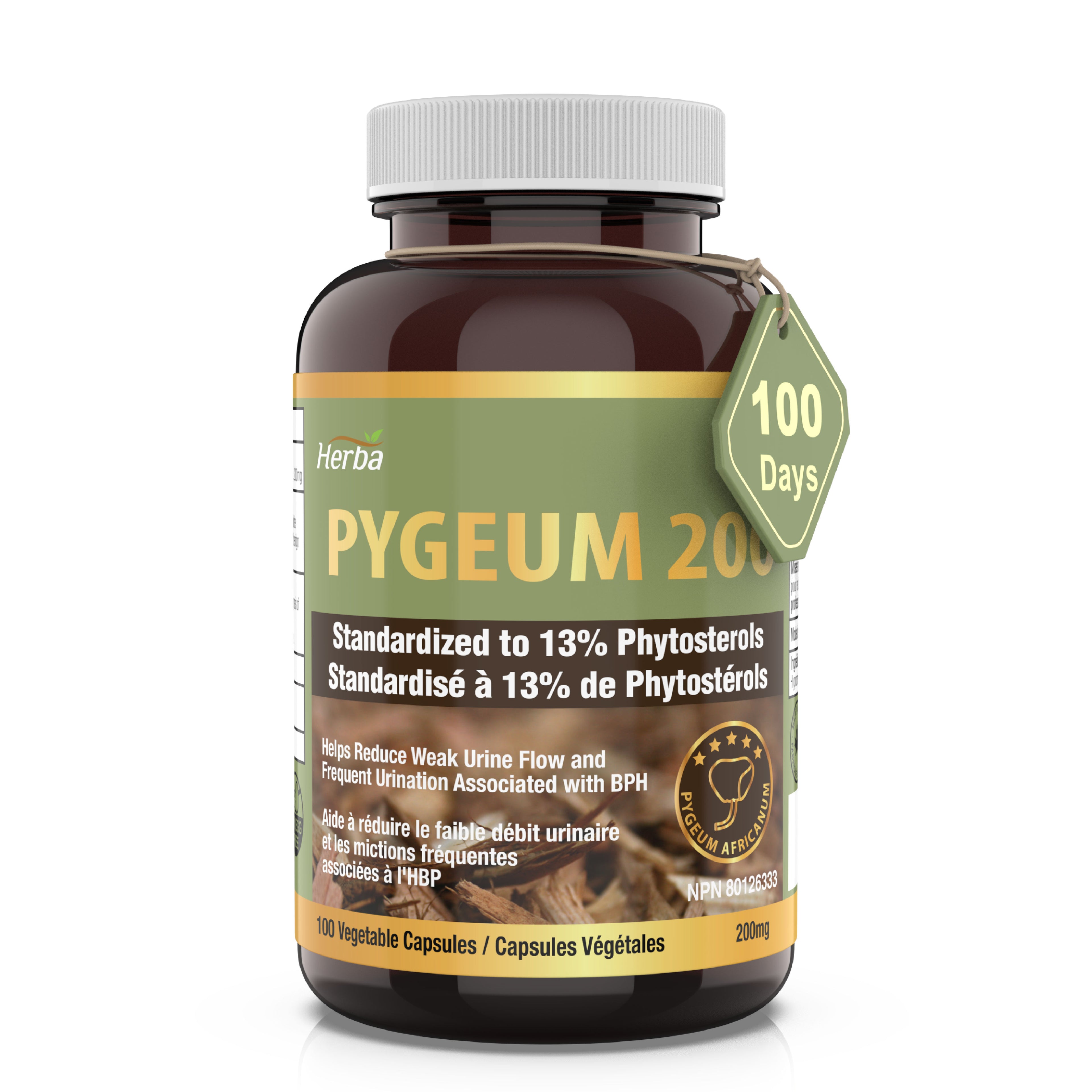 Pygeum Supplement 200mg – 100 Capsules | Made in Canada