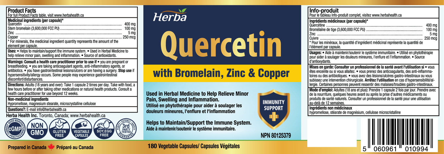 buy quercetin with bromelain supplement made in Canada