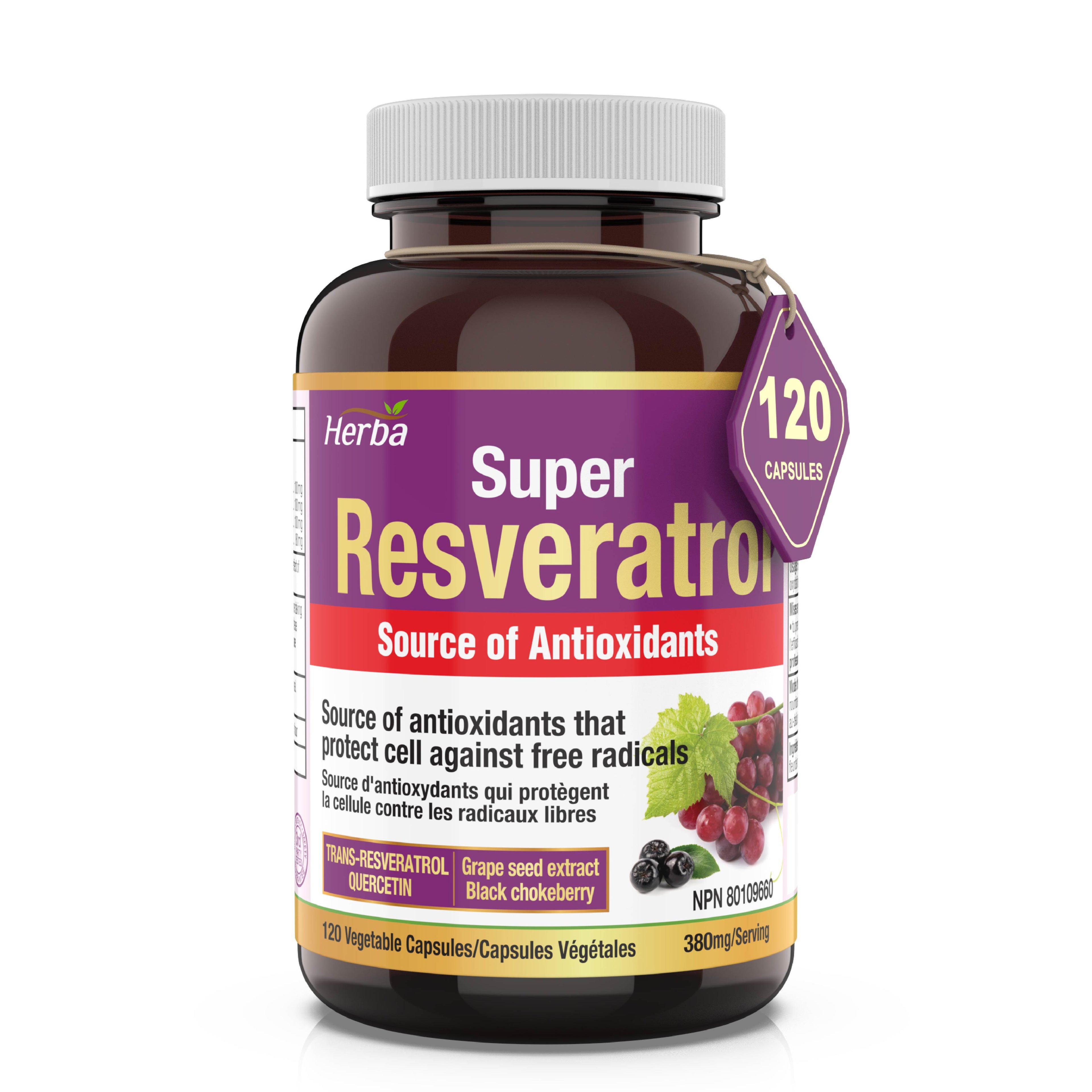 Resveratrol Supplement - 120 Capsules | Trans-Resveratrol with Echinacea, Quercetin, Grape Seed Extract, and Aronia