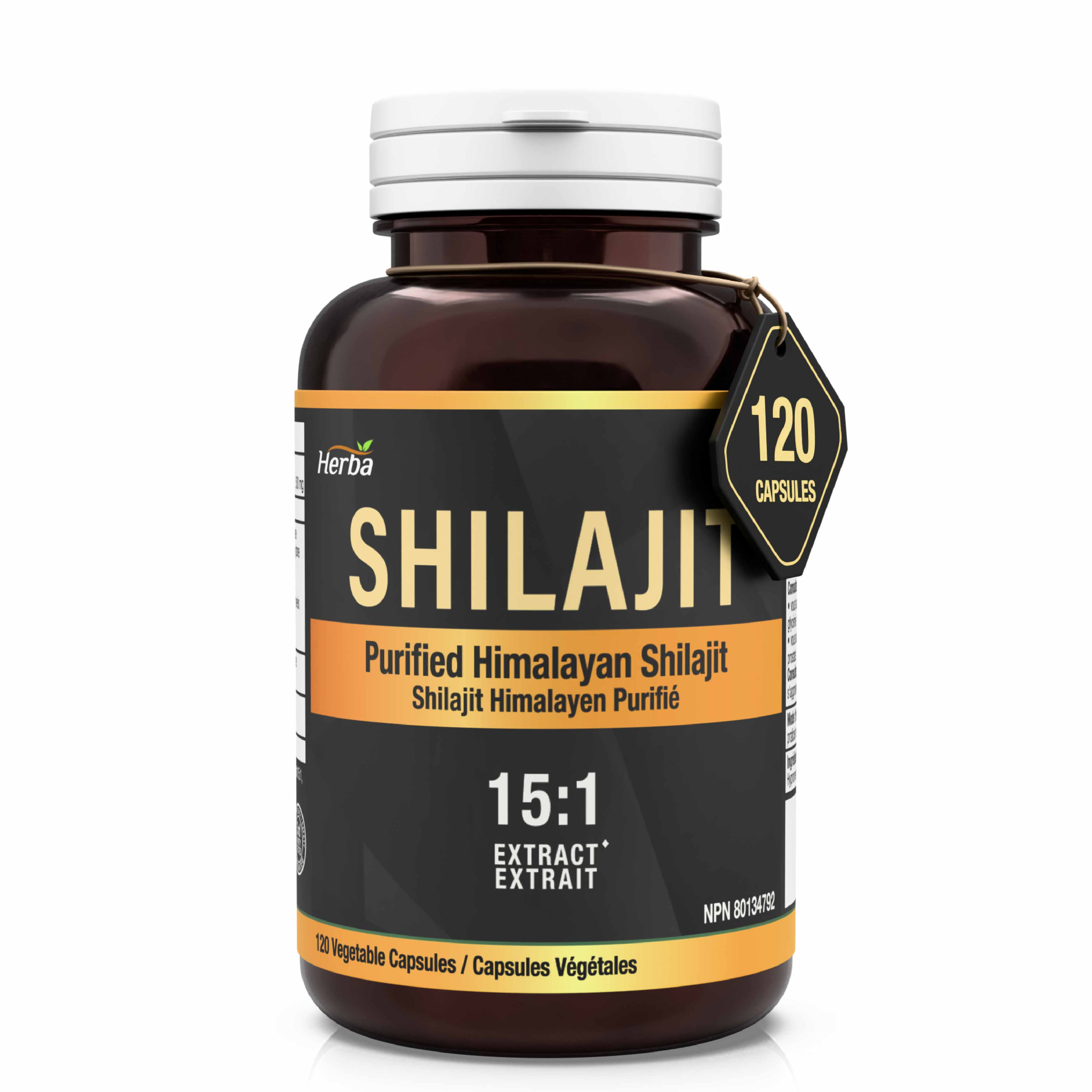 Shilajit himalayen pour femmes et hommes – 120 capsules | 1000 mg par portion (500 mg chacune) | 15:1 | fabriqué au Canada
