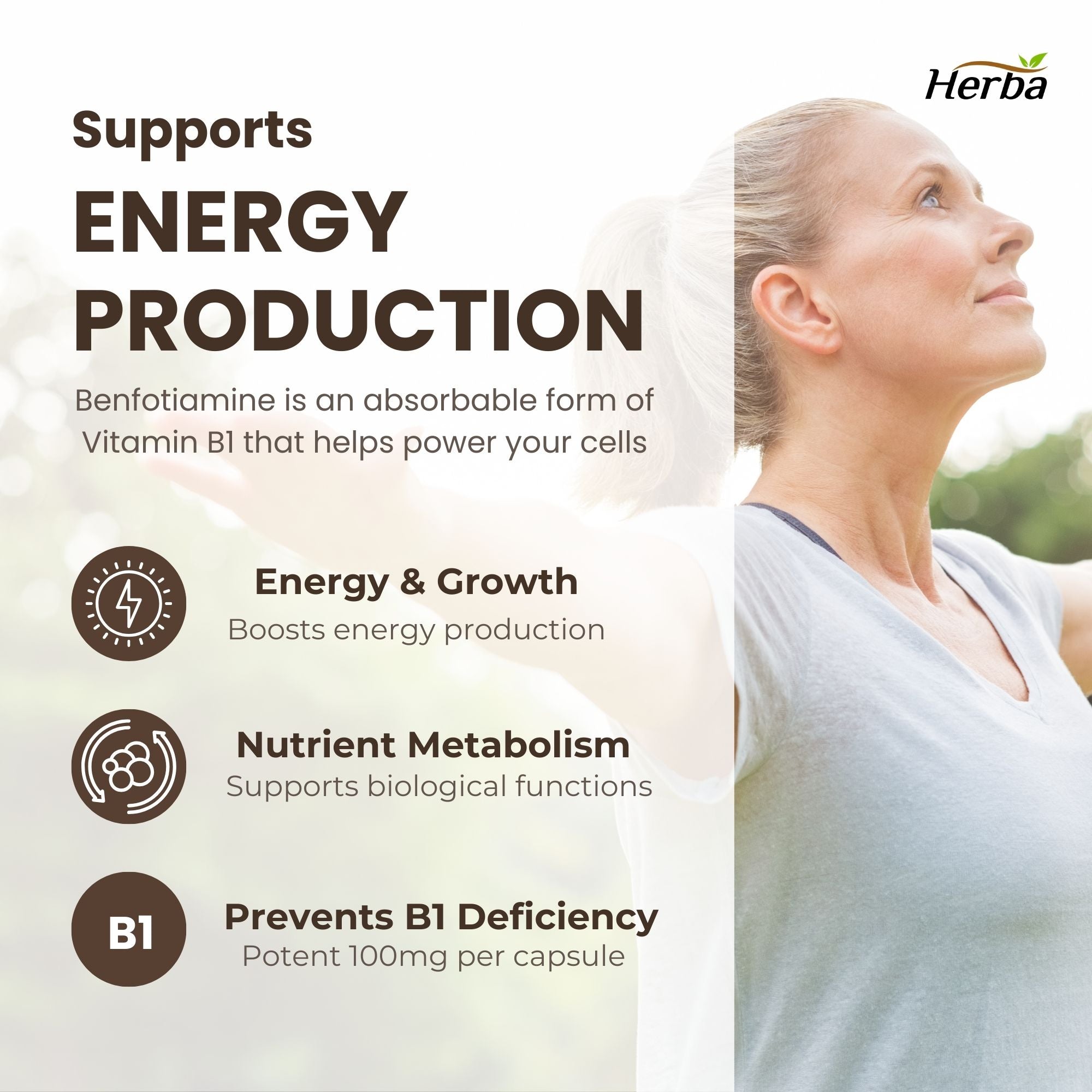 Benfotiamine 100mg - 120 Capsules | Fat Soluble Vitamin B1 | Made in Canada