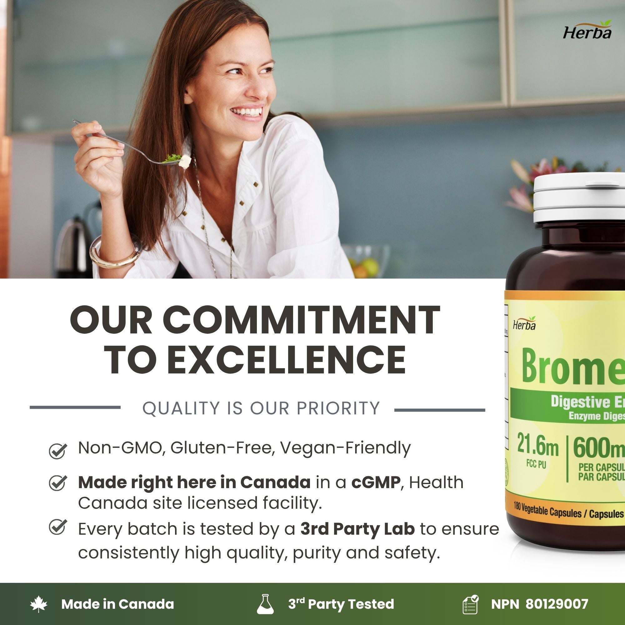 Bromelain Supplement 600mg – 180 Capsules | 2,400 GDU/g Max Potency