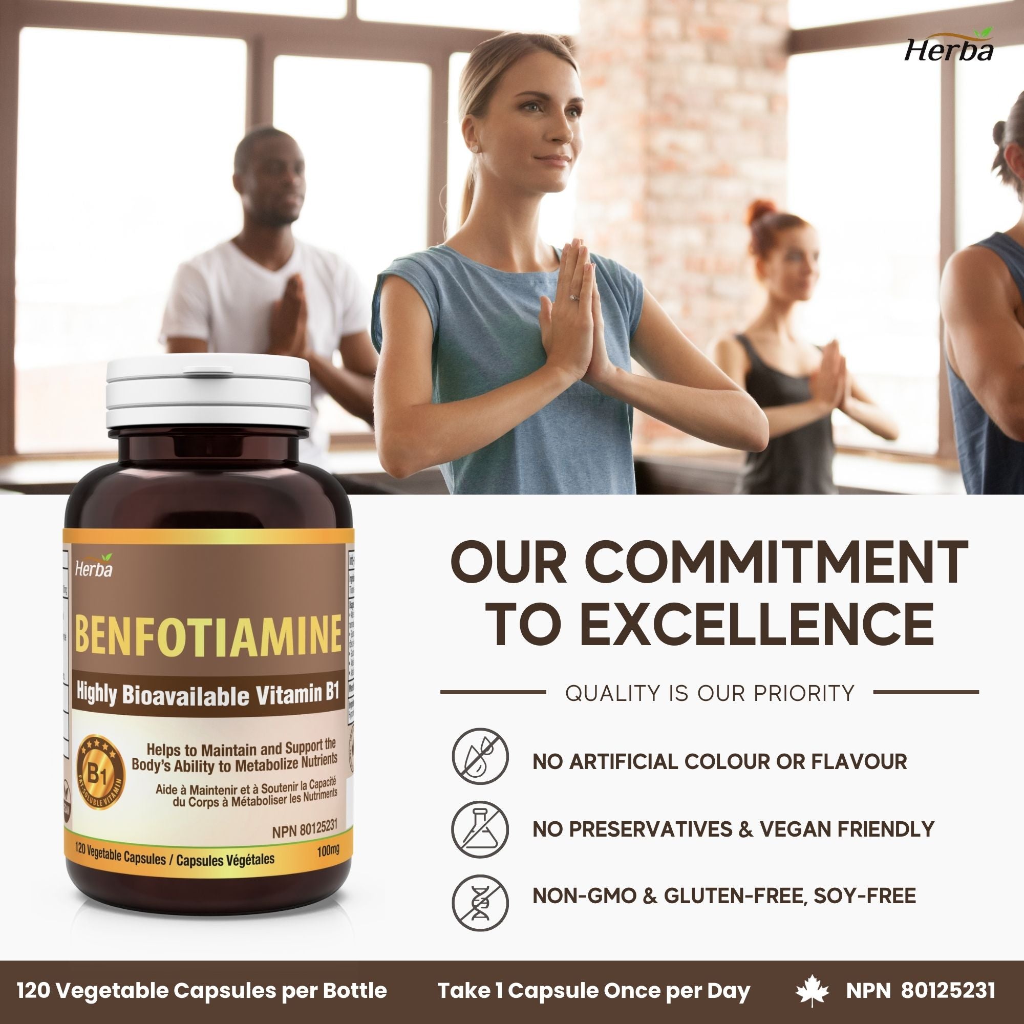 Benfotiamine 100mg - 120 Capsules | Fat Soluble Vitamin B1 | Made in Canada