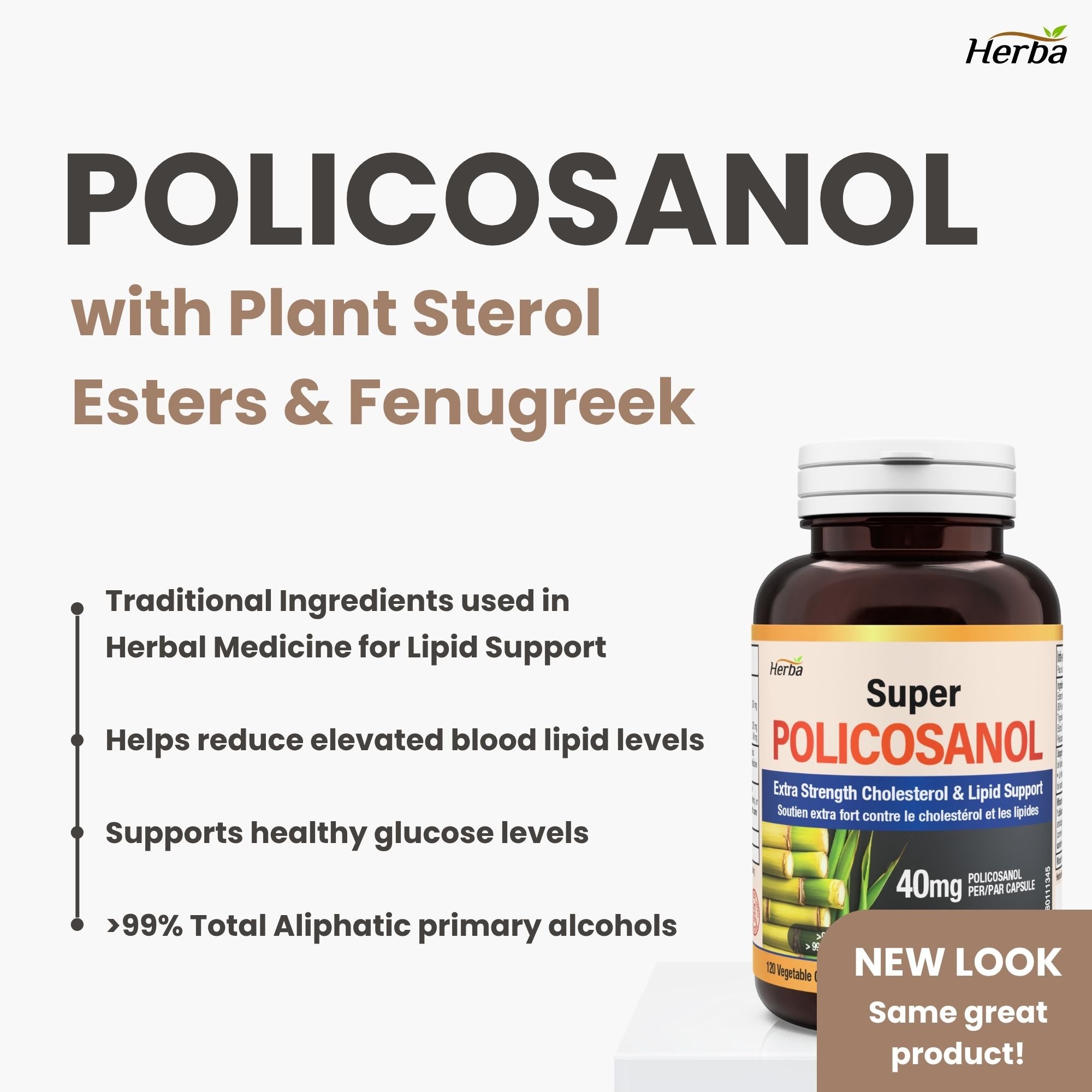Policosanol 40 mg avec fenugrec et esters de stérols végétaux - 120 gélules végétales