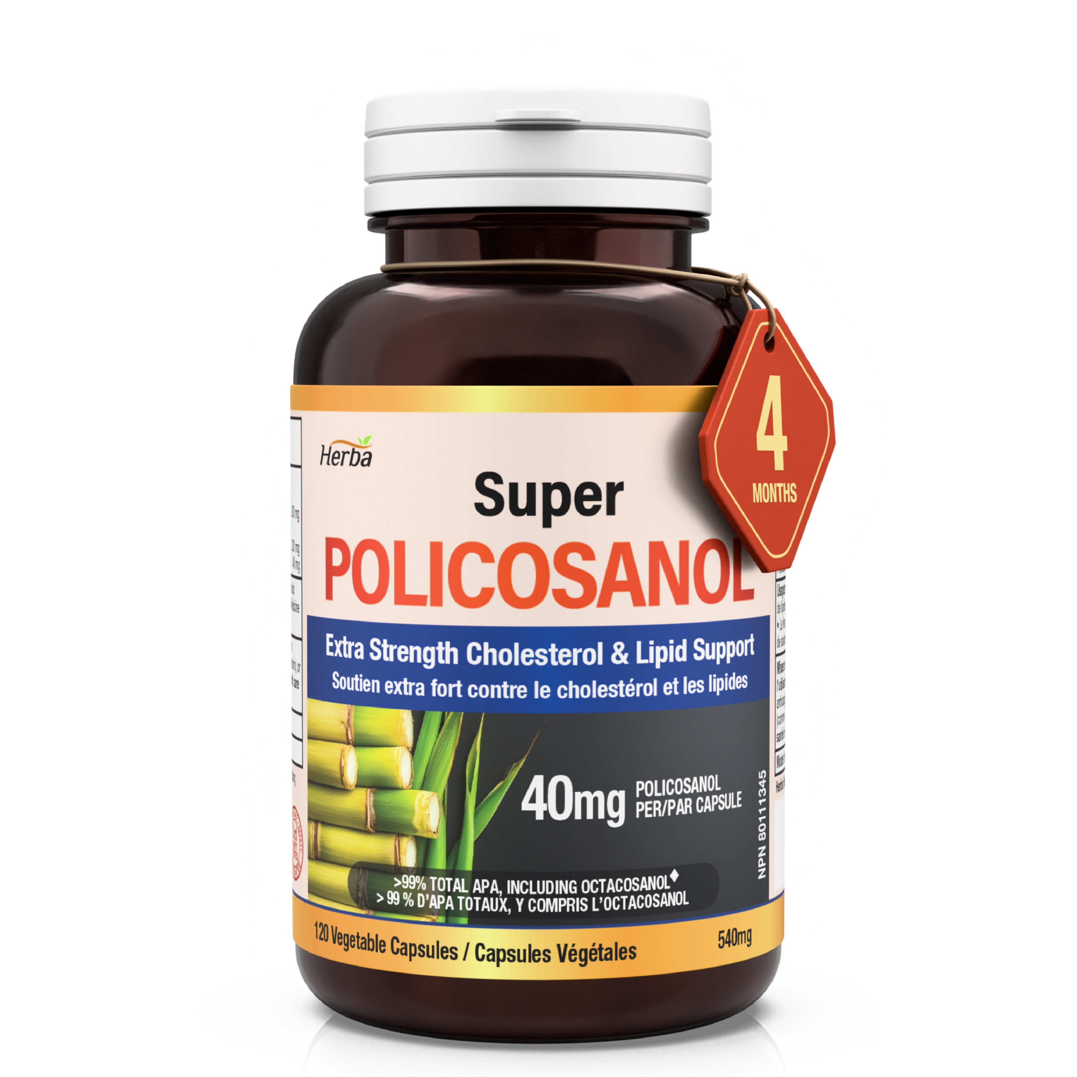 Policosanol 40 mg avec fenugrec et esters de stérols végétaux - 120 gélules végétales