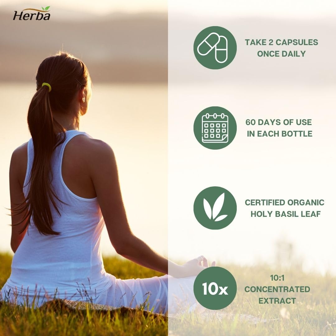Organic Holy Basil Capsules – 350mg | 120 Vegetable Capsules - Herba