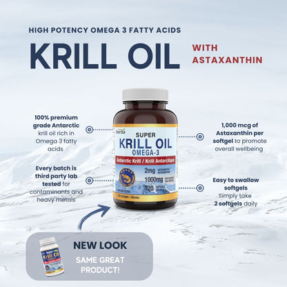 Antarctic Krill Oil 500mg - 120 Softgels | Made in Canada