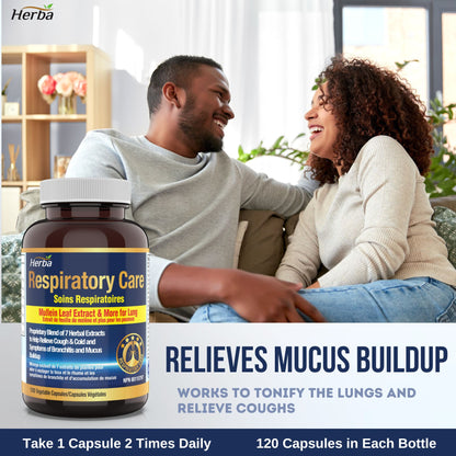 Respiratory Care - 120 Capsules | Lung Supplement with Mullein Leaf Extract | Made in Canada