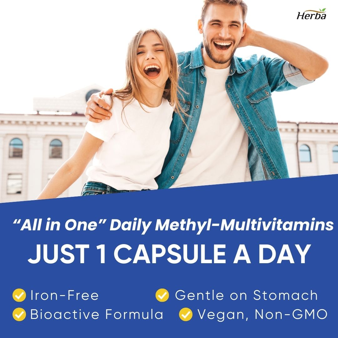 Methylated Multivitamin with TMG &amp; Full Methylated B Complex - 120 Capsules | 15 in 1 Formula | Made in Canada