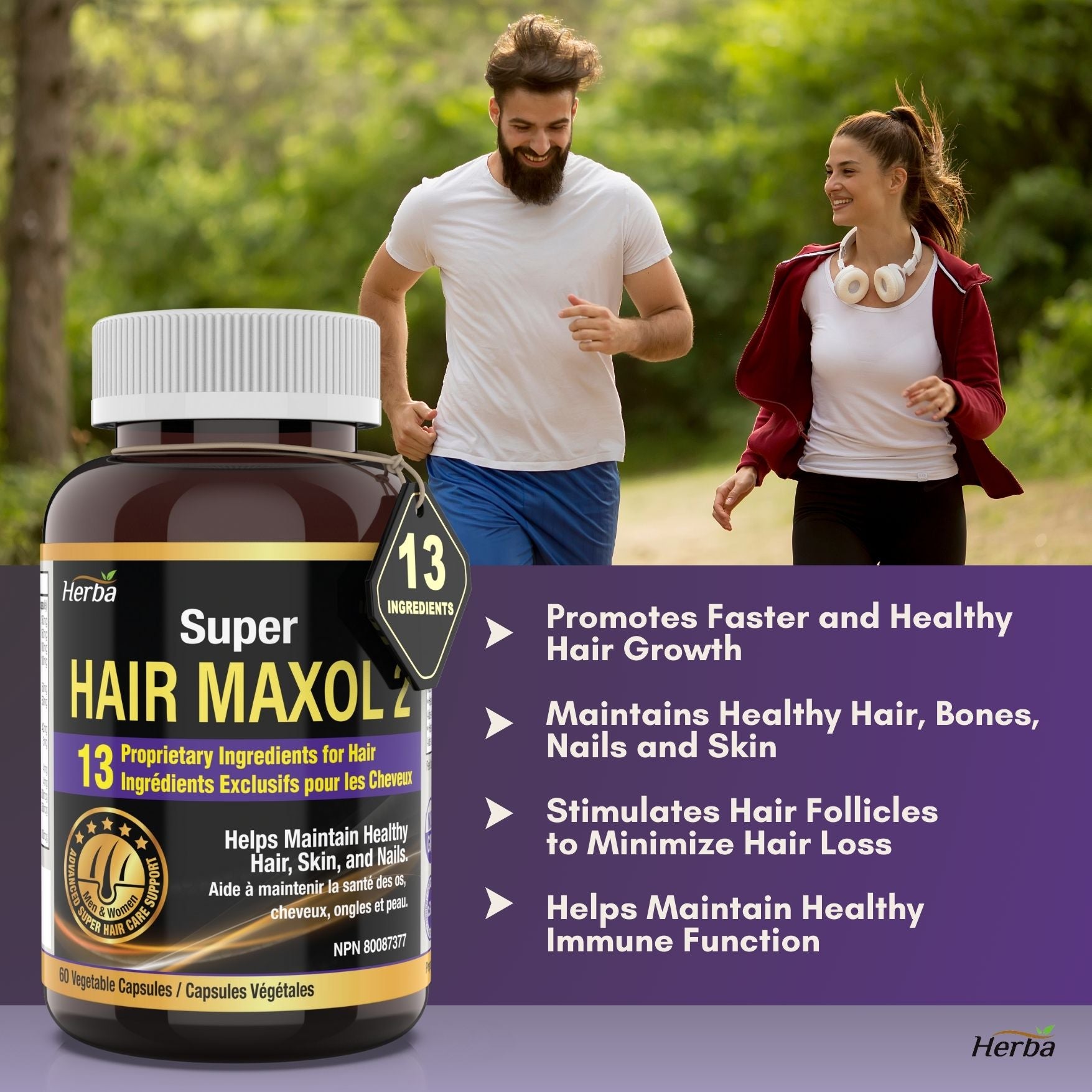 Hair Maxol 2 Vitamines pour la croissance des cheveux avec biotine pour la croissance des cheveux pour hommes et femmes