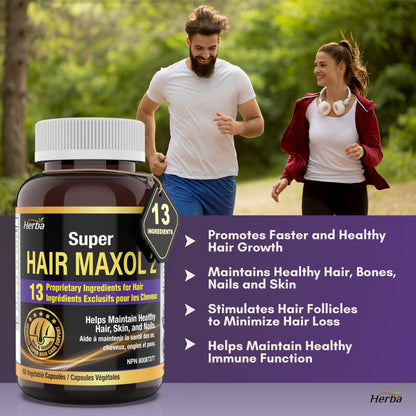 Hair Maxol 2 Vitamines pour la croissance des cheveux avec biotine pour la croissance des cheveux pour hommes et femmes
