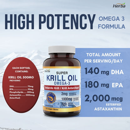 Antarctic Krill Oil 500mg - 120 Softgels | Made in Canada