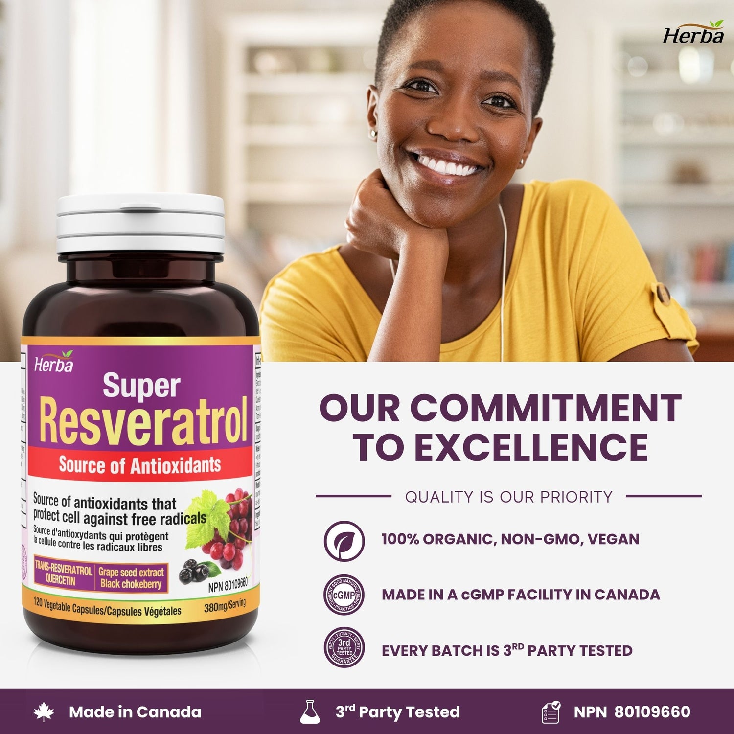 Complément de Resvératrol - 120 capsules | Trans-resvératrol avec échinacée, quercétine, extrait de pépins de raisin et aronia