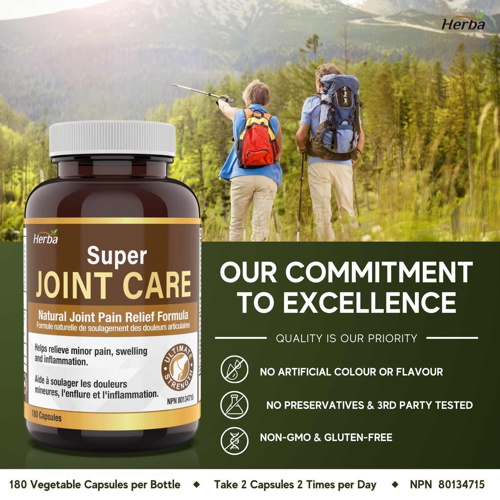 Joint Care Supplement with Glucosamine Chondroitin MSM Capsules – 180 Capsules