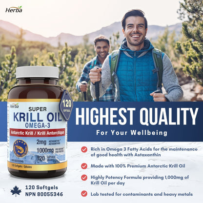 Antarctic Krill Oil 500mg - 120 Softgels | Made in Canada