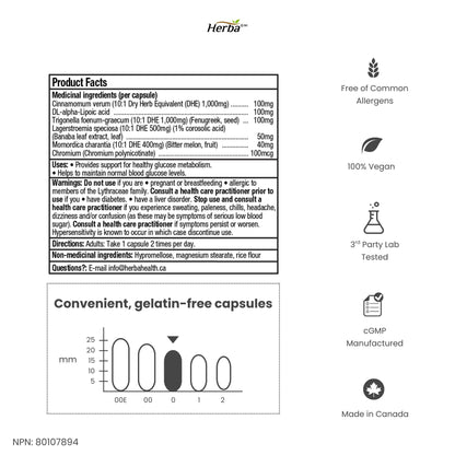 Glucose Care - 120 Capsules | Blood Sugar Support with 6 Ingredients