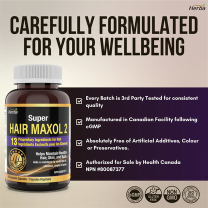 Hair Maxol 2 Vitamines pour la croissance des cheveux avec biotine pour la croissance des cheveux pour hommes et femmes