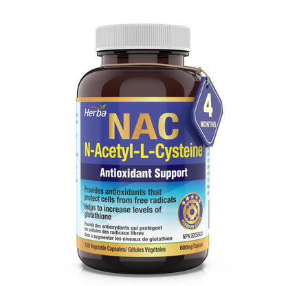 Herba NAC Supplement 600 mg - 120 Capsules | N-Acetyl-L-Cysteine