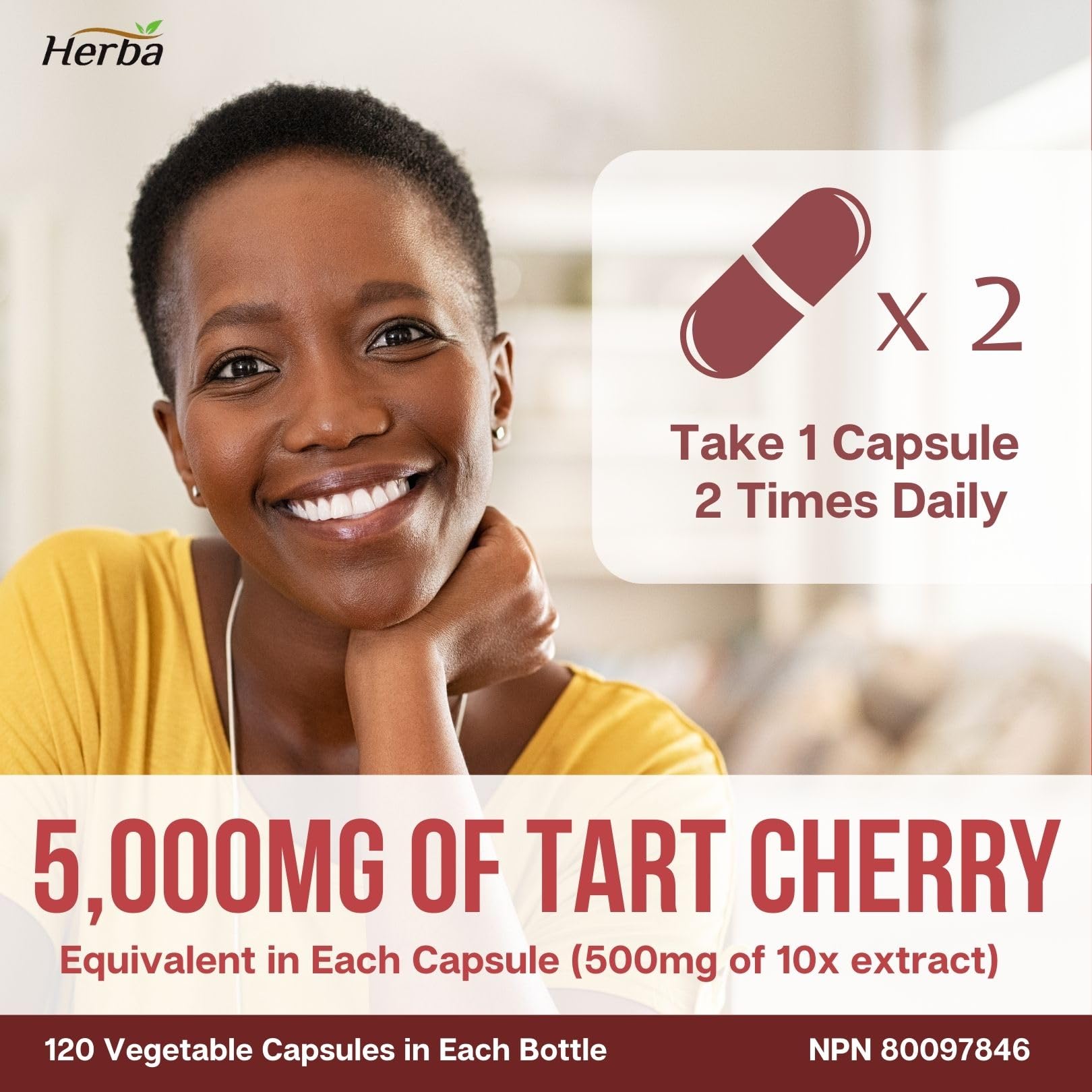 Herba Tart Cherry Extract Capsules – 120 Capsules | 10,000mg Per Day