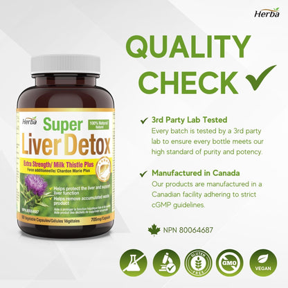 Herba Liver Detox Supplement - 60 Capsules | Liver Health Formula with Milk Thistle and 6 Other Ingredients