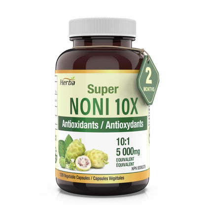 Natural Noni Capsules 10X - 120 Vegan Capsules | 10,000mg Per Day | 10:1 Concentration
