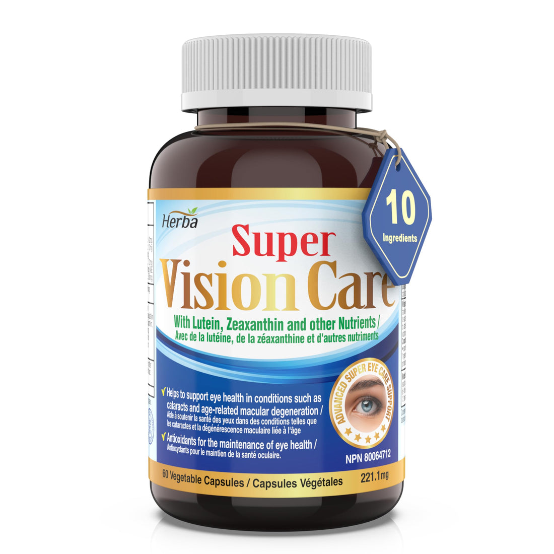 Herba Vision Care Eye Vitamins with Lutein and Zeaxanthin Supplement – 60 Capsules