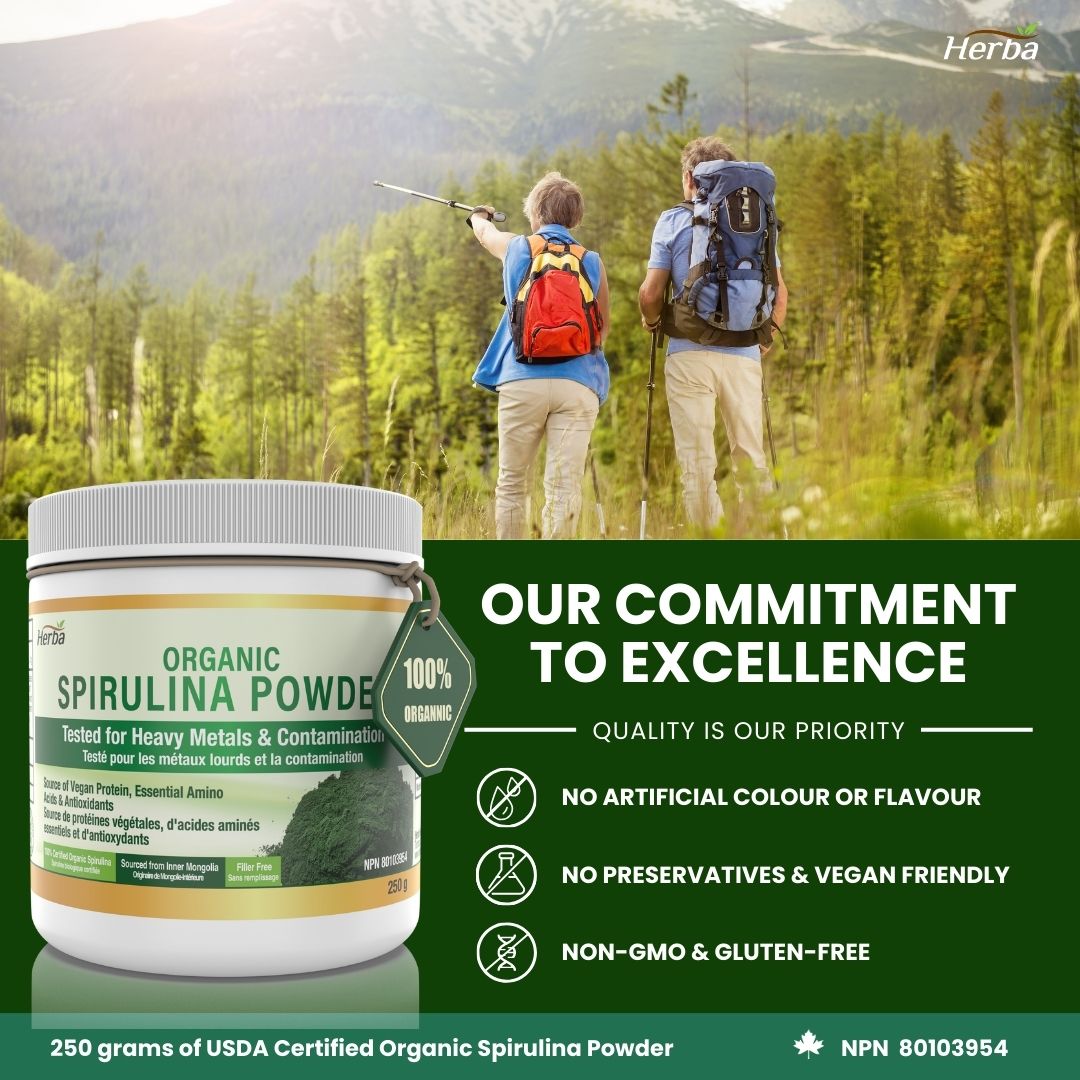Organic Spirulina Powder 250g - 100% Organic &amp; Made in Canada