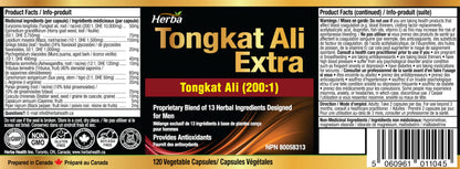 Herba Tongkat Ali Capsules 200:1 – 120 Vegetable Capsules | 10,000mg Raw Tongkat Ali Equivalent