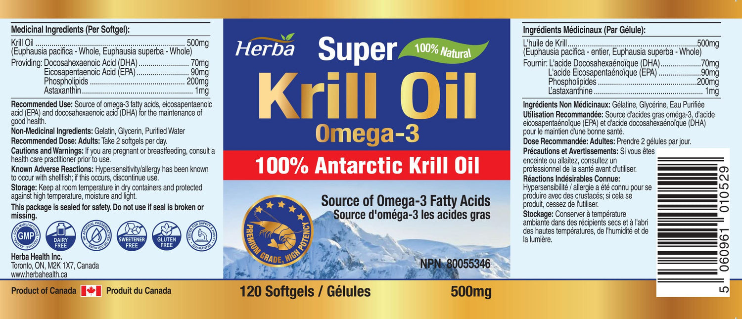 Herba Super Krill Oil, 500mg, 120 Softgels