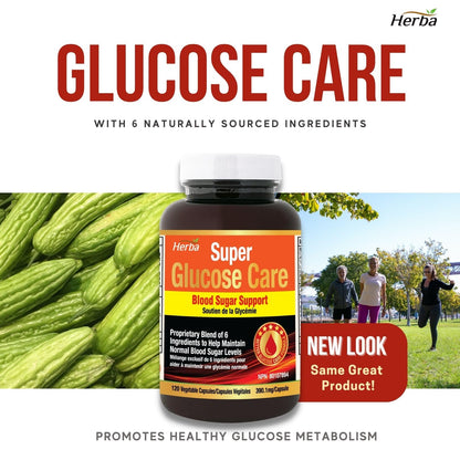 Herba Glucose Care - 120 Capsules| Blood Sugar Support with 6 Ingredients