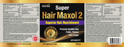 Herba Hair Maxol 2 Hair Growth Vitamins with Biotin for Hair Growth for Men and Women