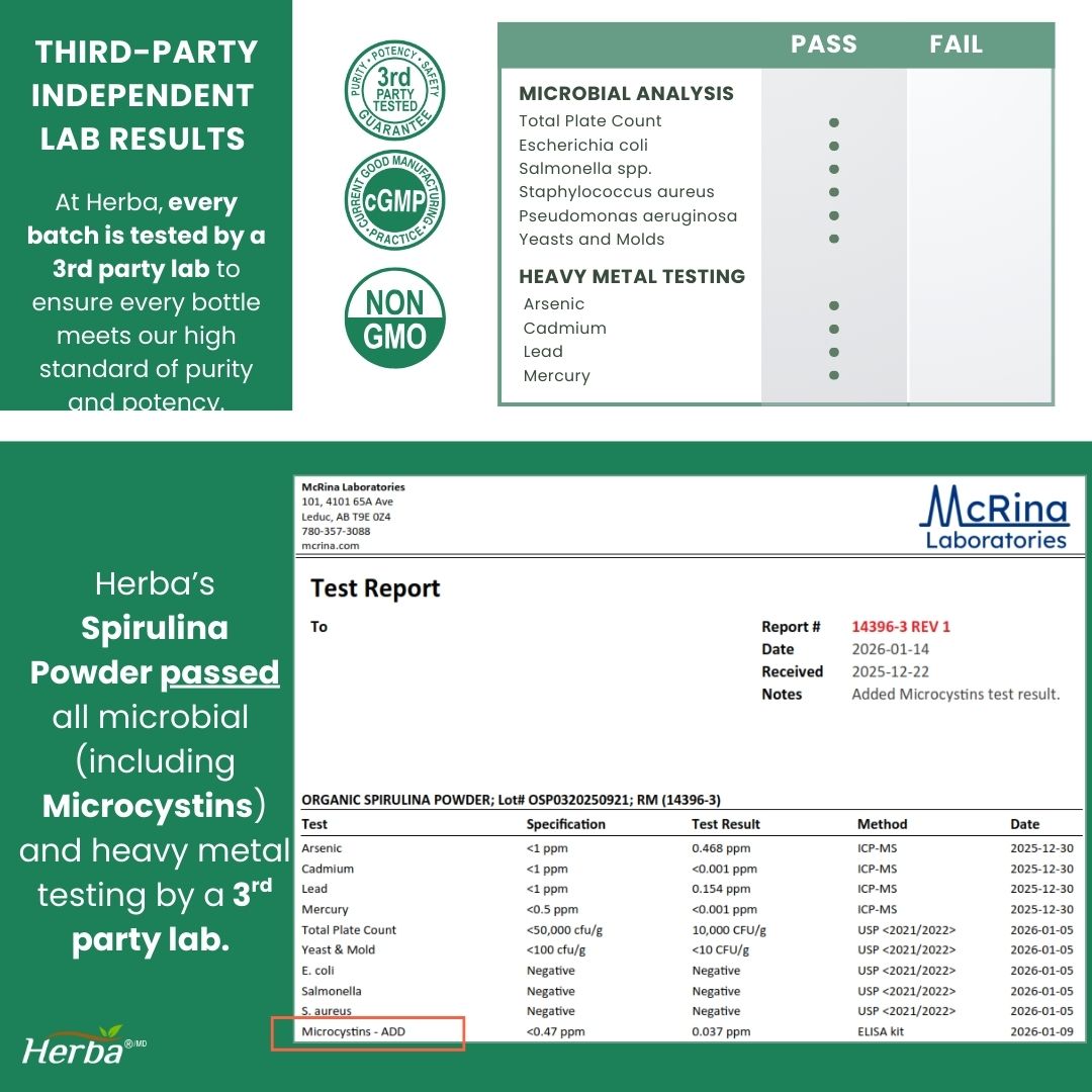 Organic Spirulina Powder 250g - 100% Organic &amp; Made in Canada