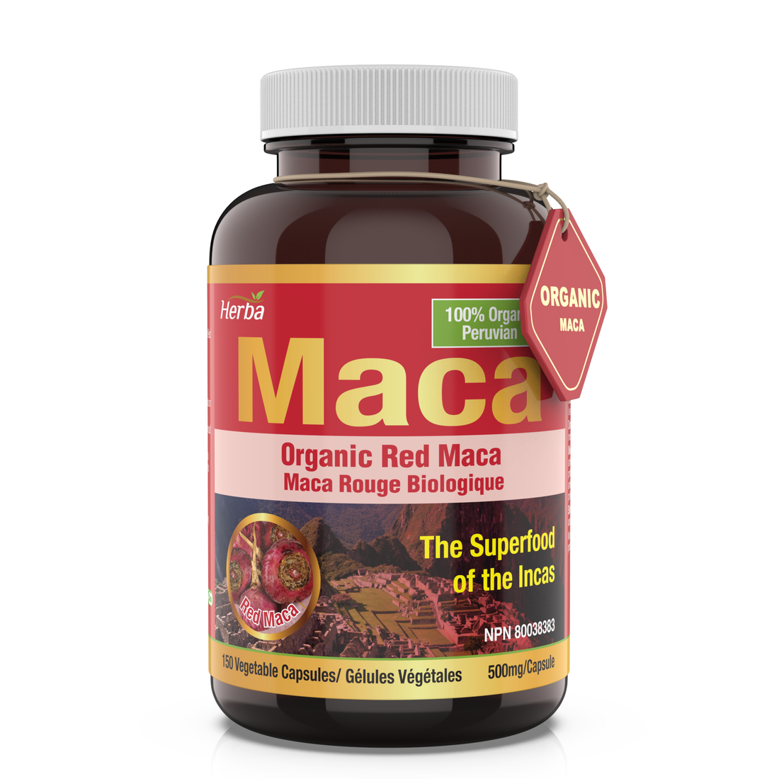 Herba Organic Red Maca Capsules for Women – 500mg, 150 Capsules