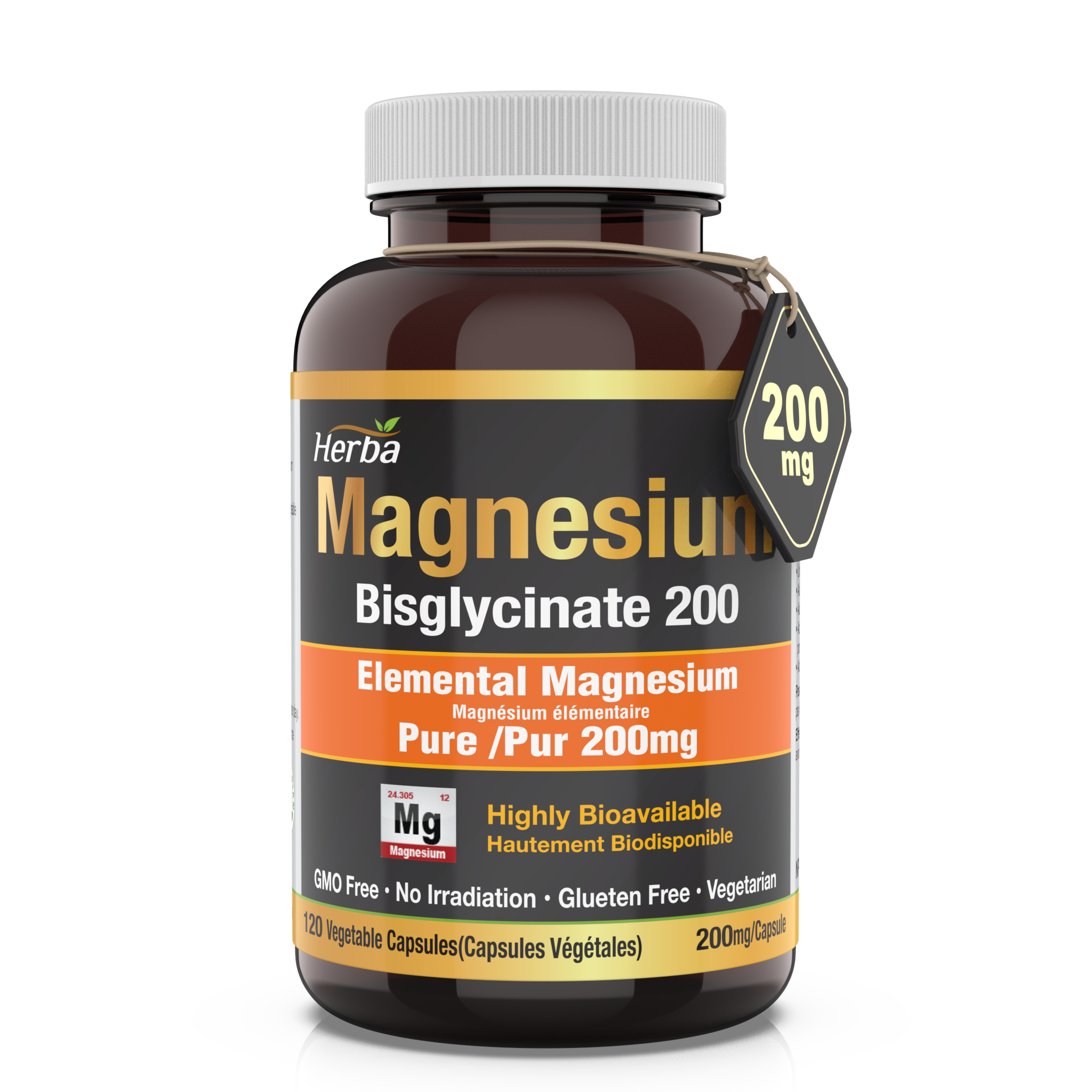 Herba Magnesium Bisglycinate 200mg - 120 Vegetable Capsules