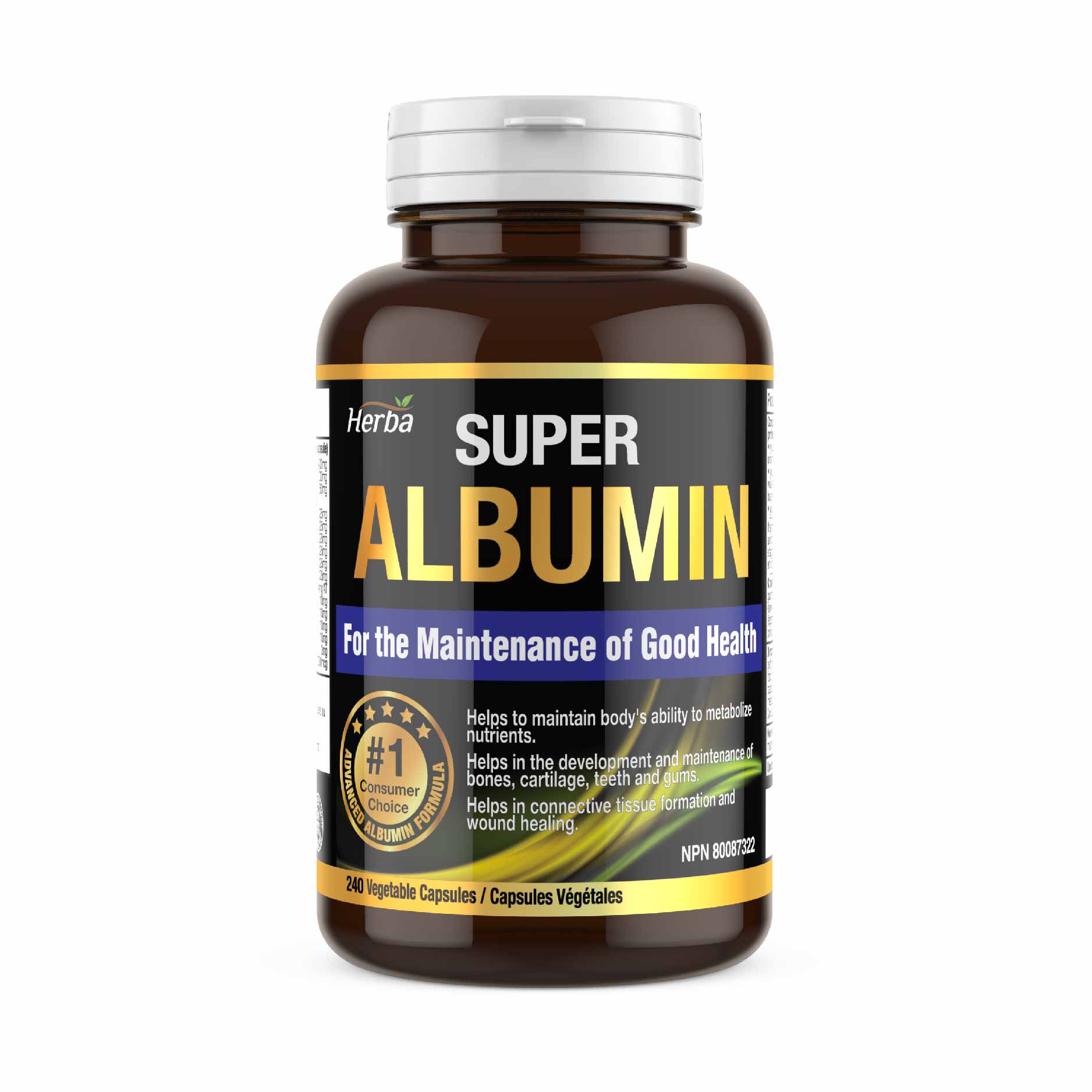 Albumin Protein Supplement – 240 Vegetable Capsules | Albumin Capsules with 16 Premium Ingredients