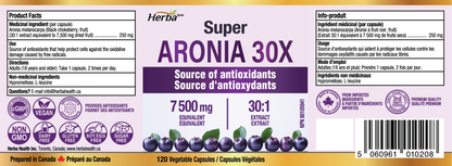 Aronia Berry Extract 250mg – 120 Capsules | 7500mg Fruit Equivalent | 30:1 Aronia Extract Supplement