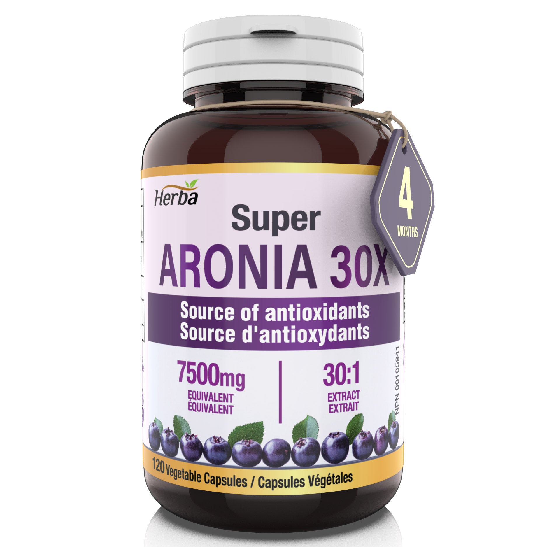 Aronia Berry Extract 250mg – 120 Capsules | 7500mg Fruit